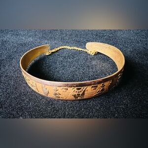 Vintage Mexican Story Telling 12kt Gold Filled over Sterling Cuff Bracelet